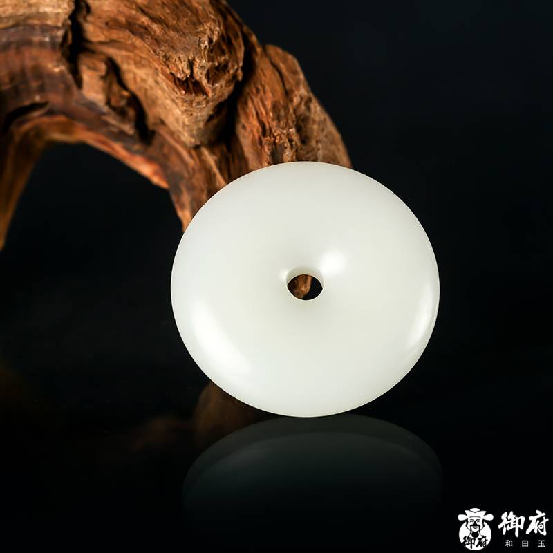 新疆和田玉原毛孔皮羊脂白玉籽玉掛件 平安扣 27.6克 圖片6