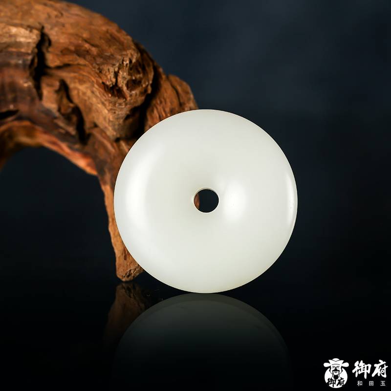 新疆和田玉原毛孔皮羊脂白玉籽玉掛件 平安扣 27.6克 圖片7