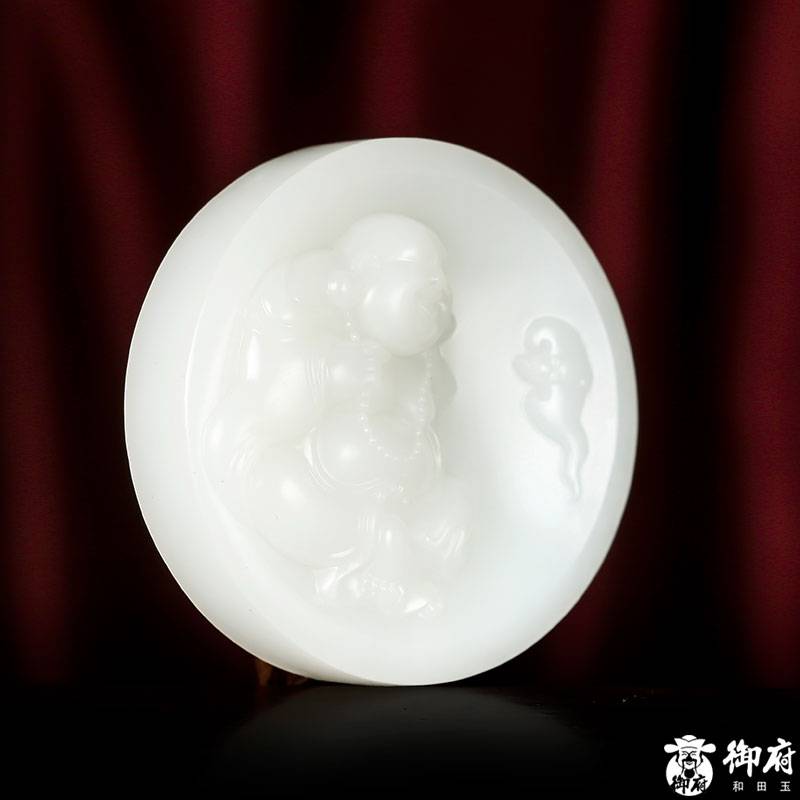 新疆和田玉白玉籽玉 持寶彌勒 81.5克 圖片5