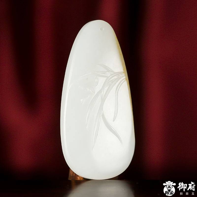 新疆和田玉灑金白玉籽玉 蘭花 掛件15.4克 圖片4