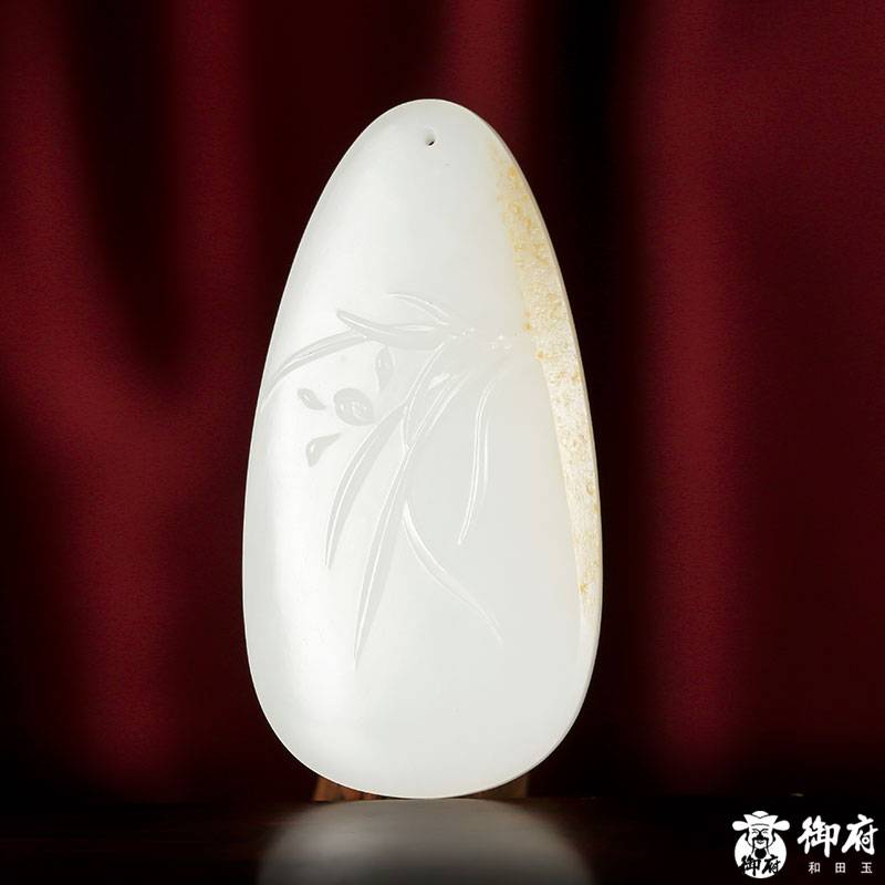 新疆和田玉灑金白玉籽玉 蘭花 掛件15.4克 圖片5