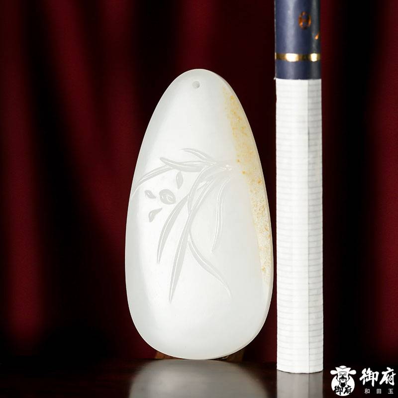 新疆和田玉灑金白玉籽玉 蘭花 掛件15.4克 圖片8