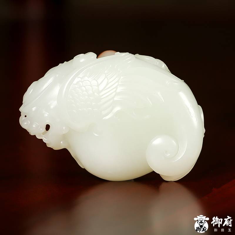 新疆和田玉白玉籽玉掛件 魚化龍 55.7克 圖片2