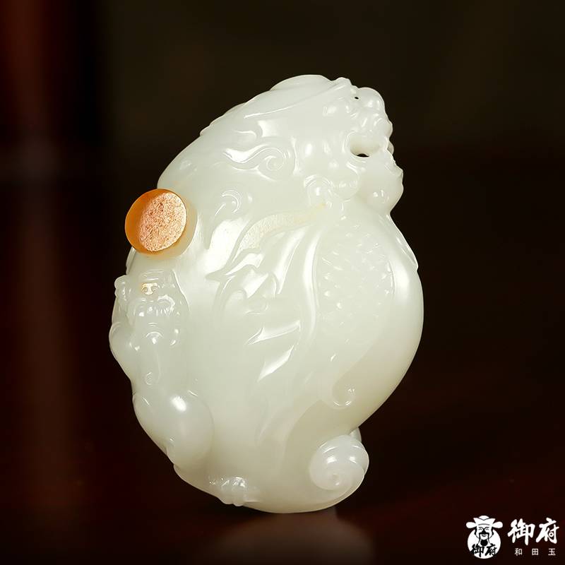 新疆和田玉白玉籽玉掛件 魚化龍 55.7克 圖片7