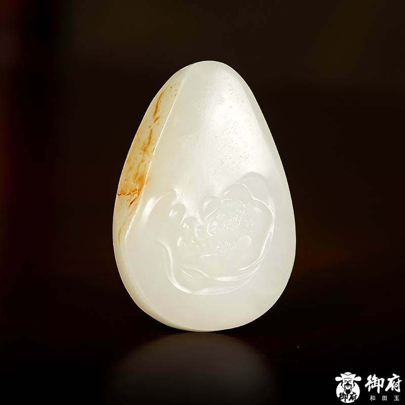 新疆和田玉灑金皮白玉籽玉掛件 榮華富貴19.2克 圖片5