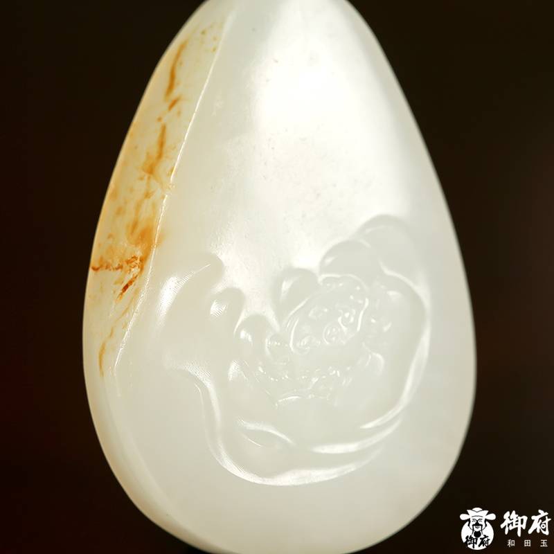 新疆和田玉灑金皮白玉籽玉掛件 榮華富貴19.2克 圖片6