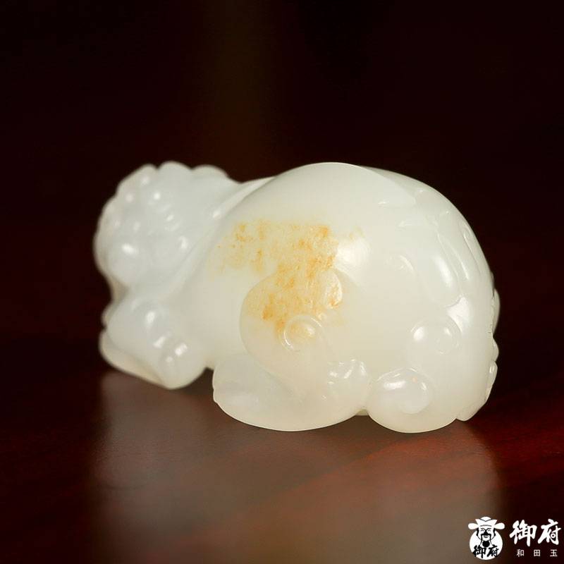新疆和田玉灑金皮白玉籽玉 招財貔貅 18.3克 圖片4