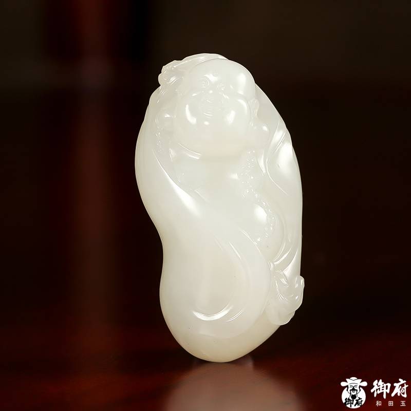 新疆和田玉白玉籽玉掛件 福在眼前 38克 圖片5