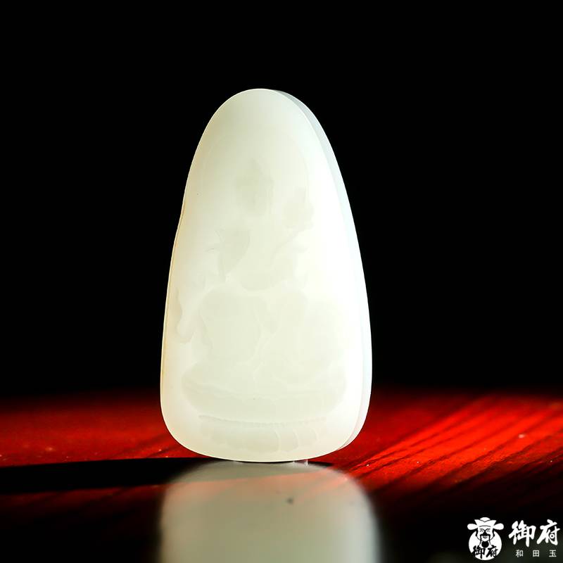 新疆和田玉灑金皮白玉籽玉對牌 文殊普賢 83.8克 圖片14