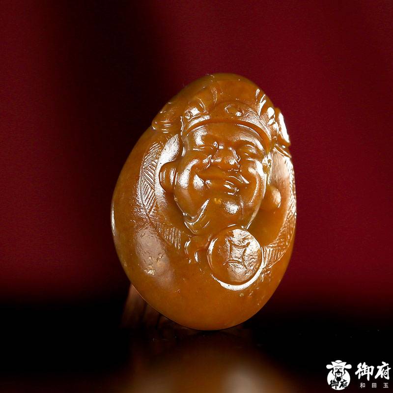 新疆和田玉黃沁獨(dú)籽掛件 財(cái)神 14克 圖片5