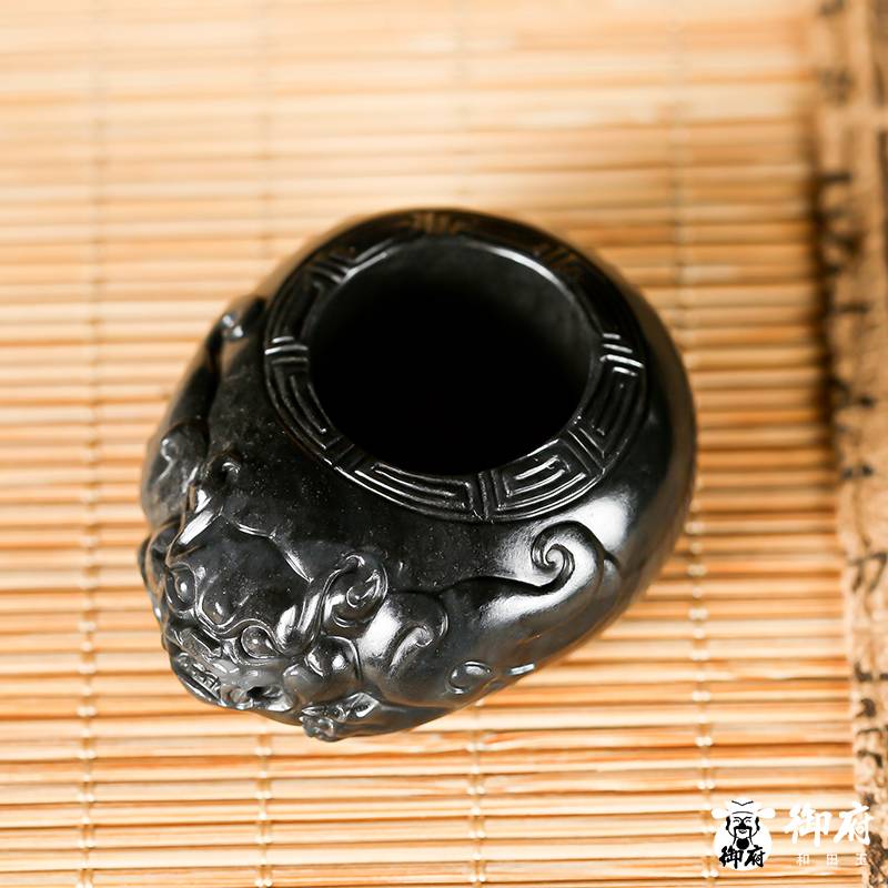 新疆和田玉墨玉籽料扳指 瑞獸 52.7克 圖片9