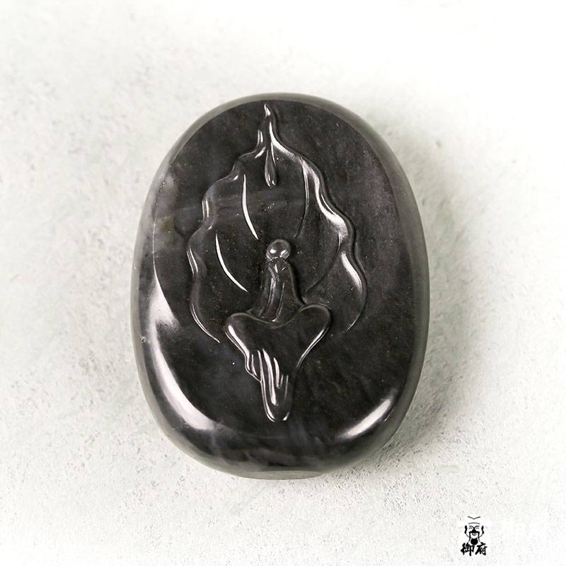 新疆和田玉墨玉籽玉掛件 悟道 44克 圖片7