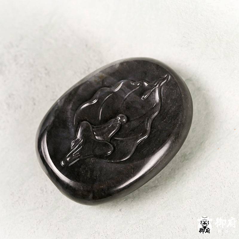 新疆和田玉墨玉籽玉掛件 悟道 44克 圖片8