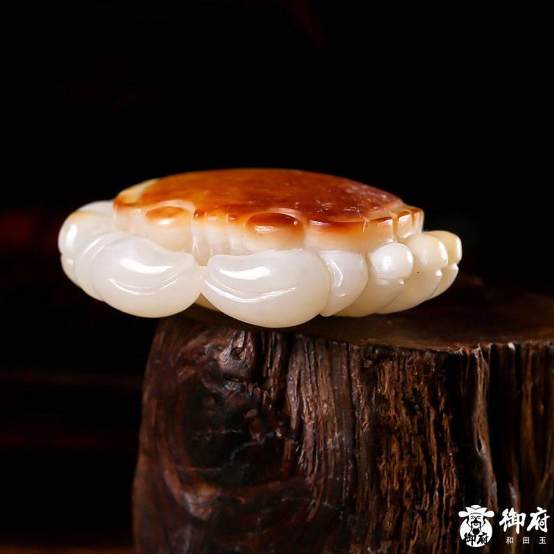 新疆和田玉棗紅皮白玉籽玉掛件 大鉗在握 20克 圖片6