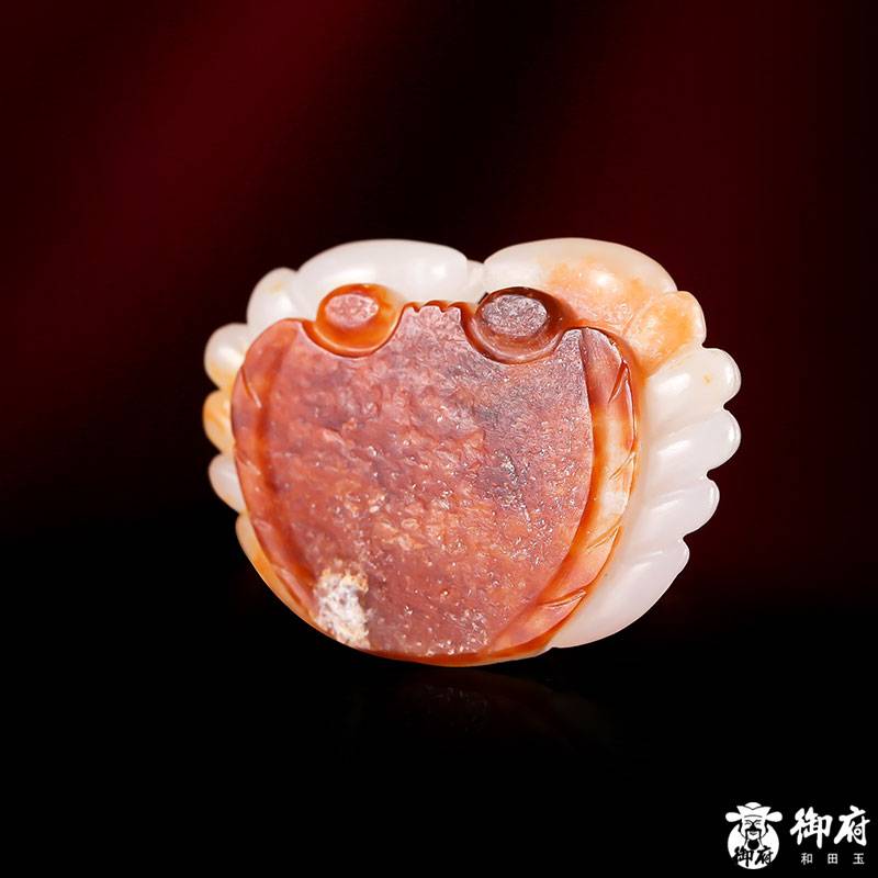 新疆和田玉棗紅皮白玉籽玉掛件 大鉗在握 13克 圖片5