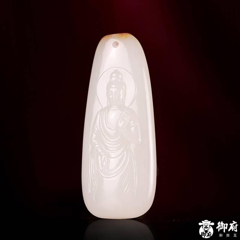 新疆和田玉黃皮白玉籽玉掛件 觀音 11.7克 圖片2