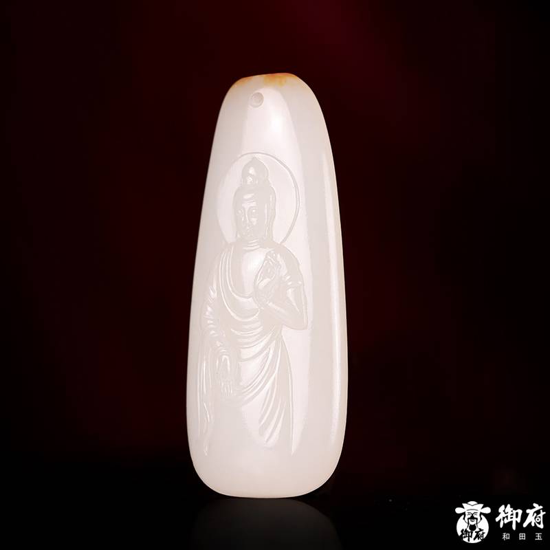 新疆和田玉黃皮白玉籽玉掛件 觀音 11.7克 圖片3