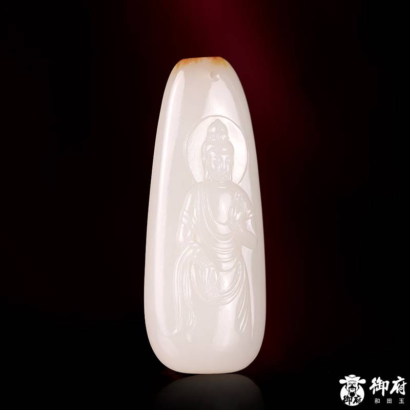 新疆和田玉黃皮白玉籽玉掛件 觀音 11.7克 圖片4
