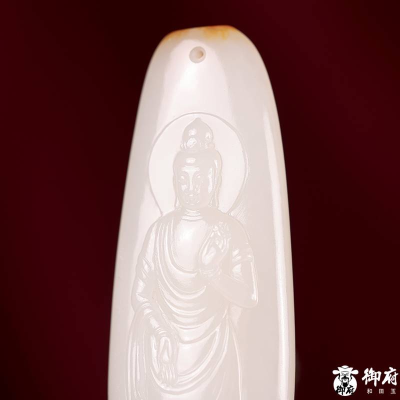 新疆和田玉黃皮白玉籽玉掛件 觀音 11.7克 圖片7