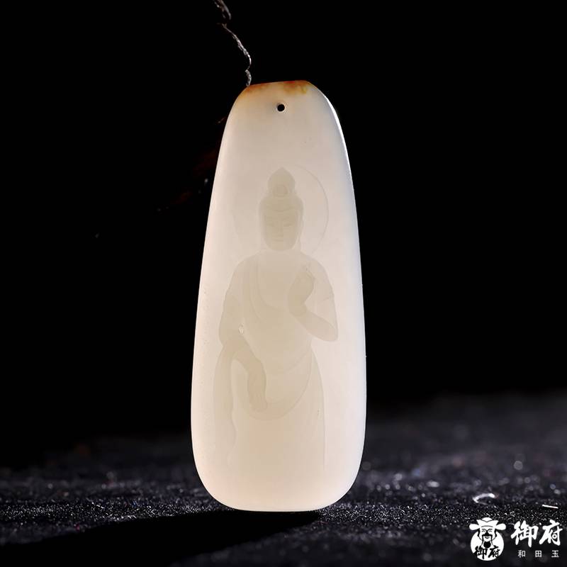 新疆和田玉黃皮白玉籽玉掛件 觀音 11.7克 圖片10