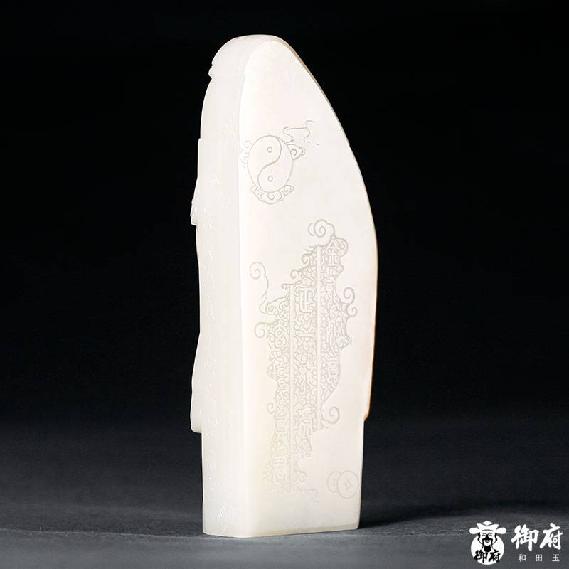 新疆和田玉红皮白玉籽玉把件 武财神 赵公明 301克 图片7