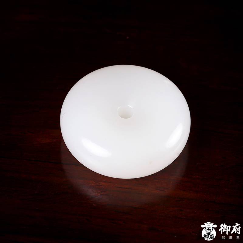 新疆和田玉原毛孔皮羊脂白玉籽玉掛件 平安扣 25克 圖片8