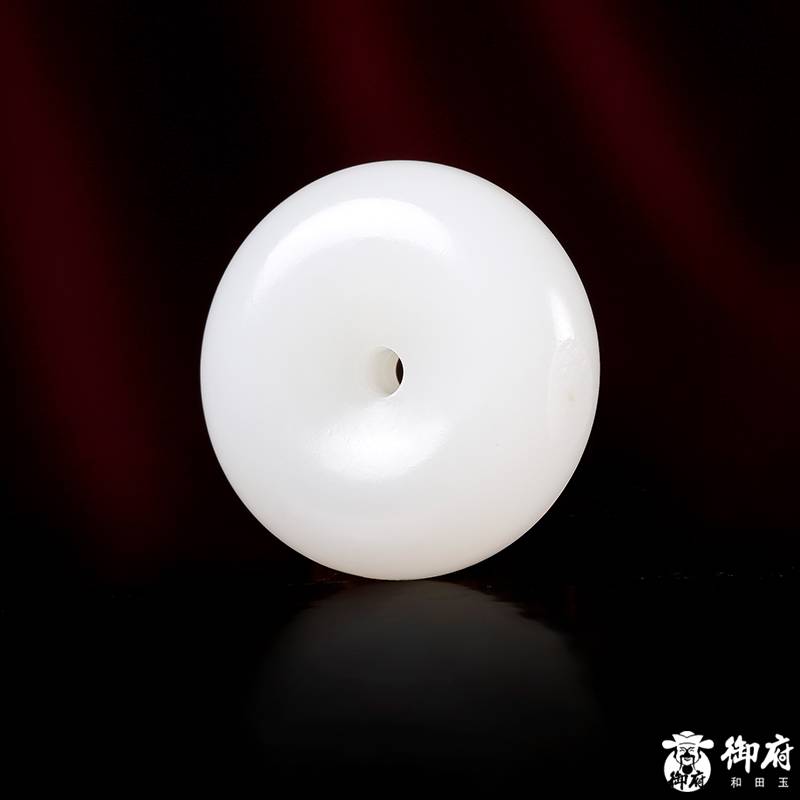 新疆和田玉原毛孔皮羊脂白玉籽玉掛件 平安扣 16.6克 圖片2