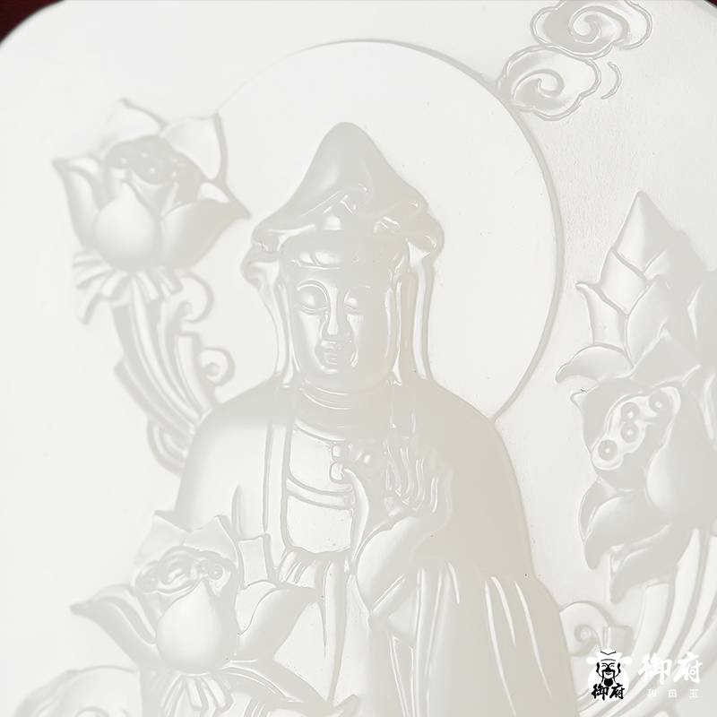 新疆和田籽玉 玉牌 羊脂白玉 觀音 94克 圖片3