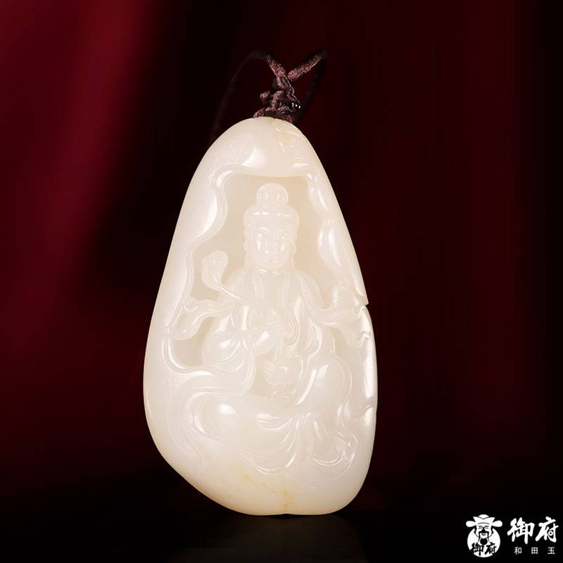 新疆和田玉白玉籽玉掛件 如意觀音 50克 圖片3