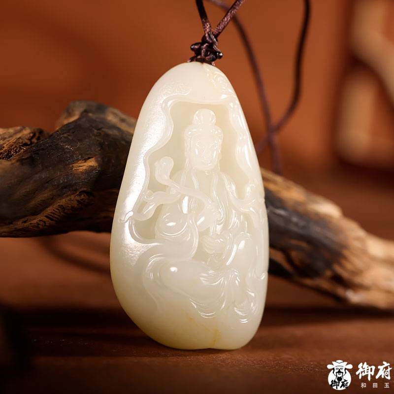 新疆和田玉白玉籽玉掛件 如意觀音 50克 圖片5