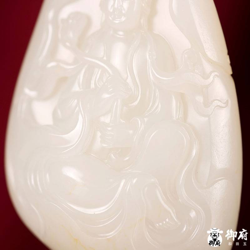 新疆和田玉白玉籽玉掛件 如意觀音 50克 圖片7