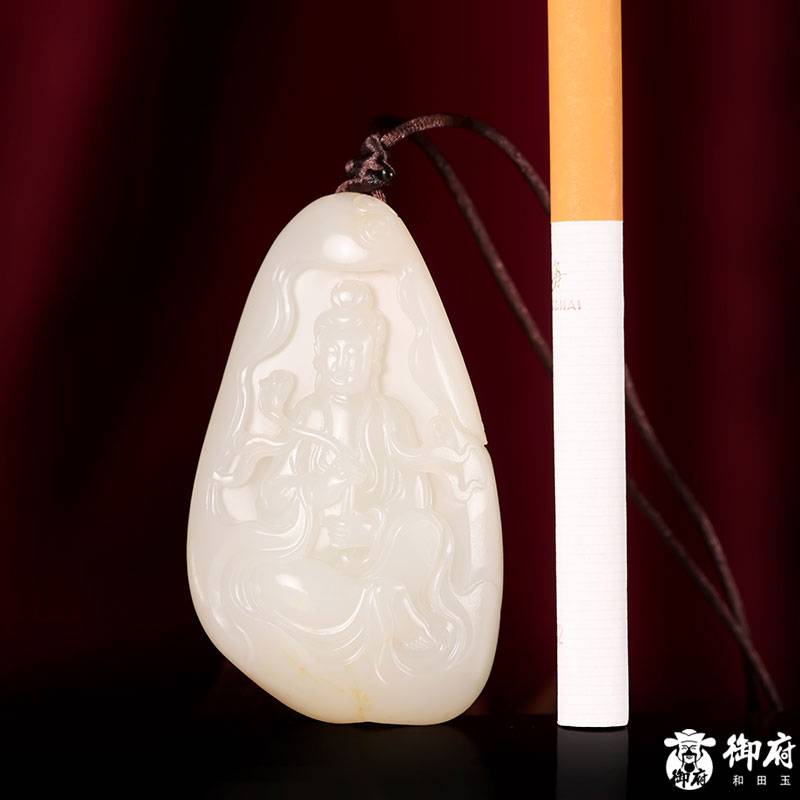 新疆和田玉白玉籽玉掛件 如意觀音 50克 圖片10