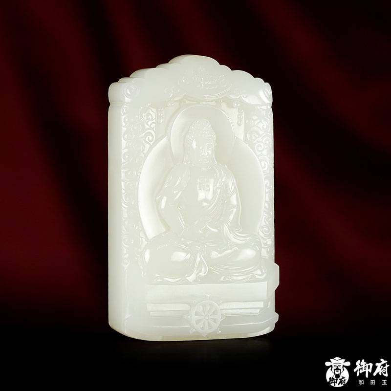 新疆和田玉灑金皮白玉籽玉玉牌 大日如來 82.8克 圖片5