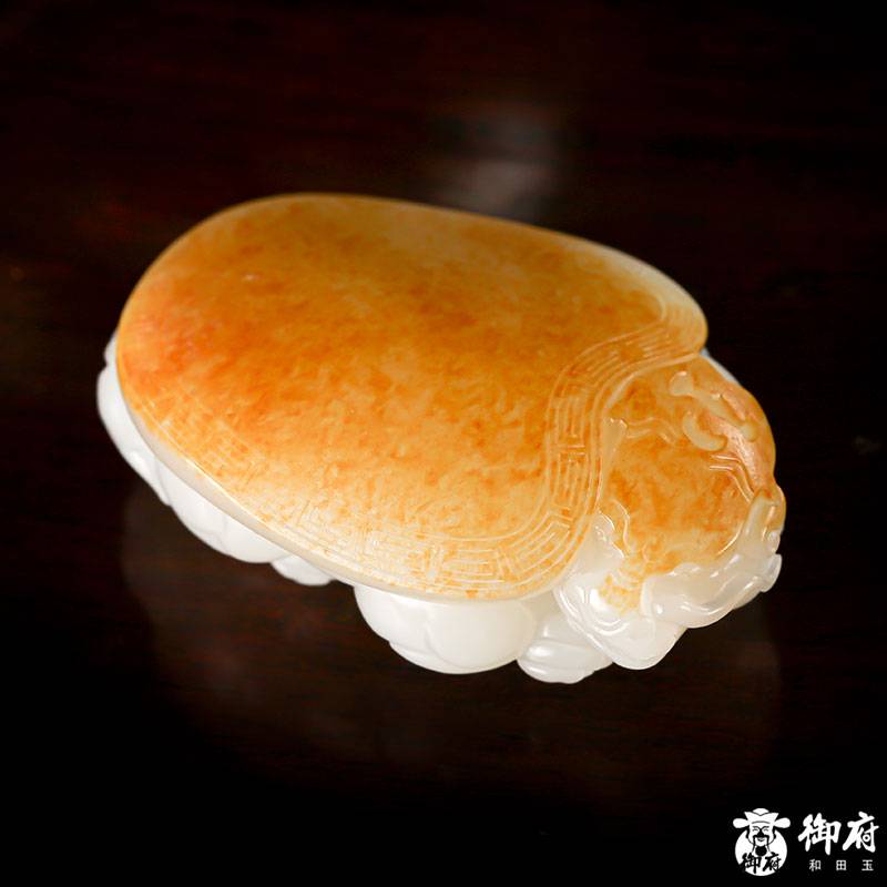 新疆和田玉灑金皮白玉籽玉把件 龍龜 93.8克 圖片6
