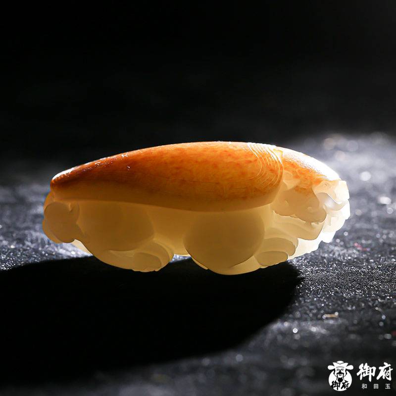 新疆和田玉灑金皮白玉籽玉把件 龍龜 93.8克 圖片2