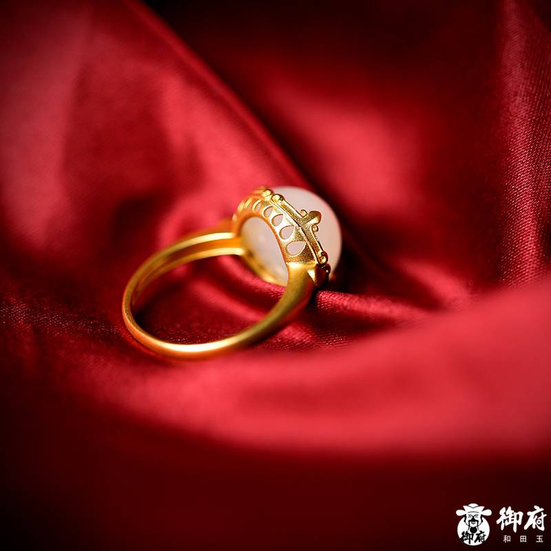 新疆和田白玉籽料18k鑲嵌戒指 5克 圖片5