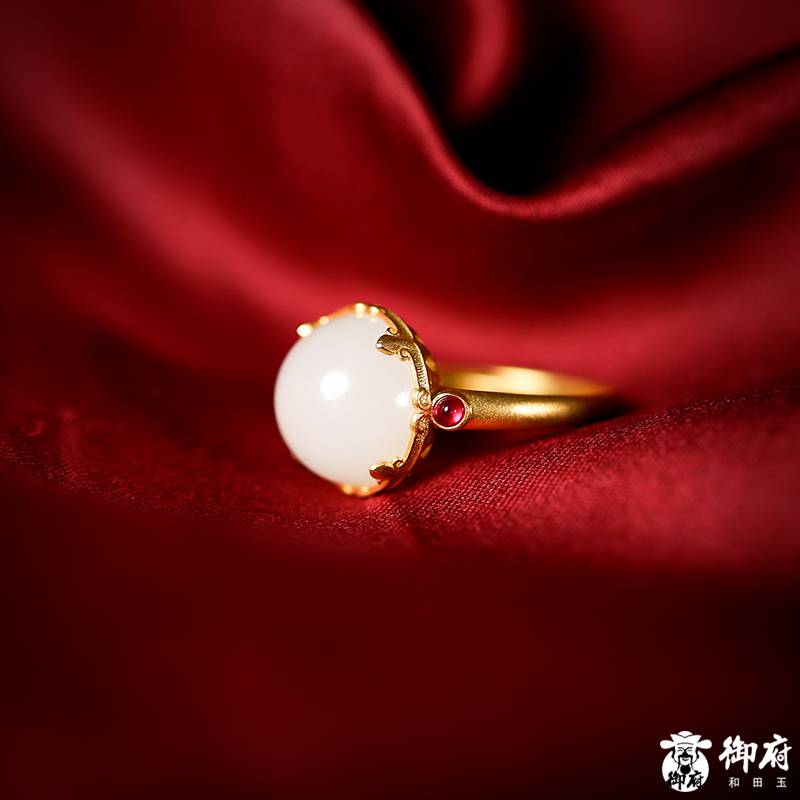 新疆和田白玉籽料18k鑲嵌戒指 5克 圖片7