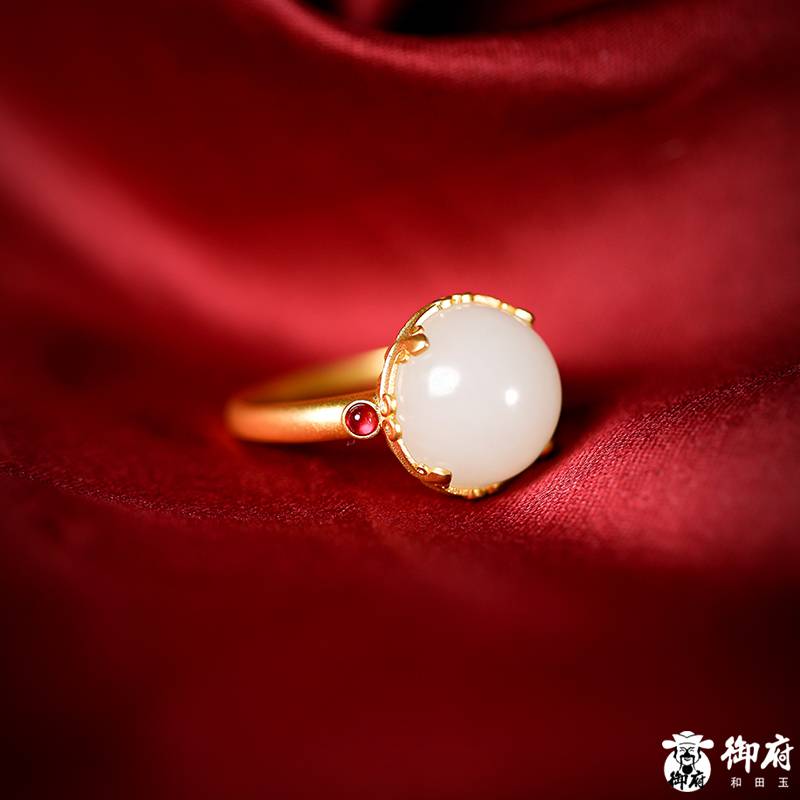 新疆和田白玉籽料18k鑲嵌戒指 5克 圖片8