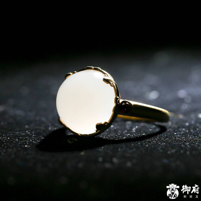 新疆和田白玉籽料18k鑲嵌戒指 5克 圖片9