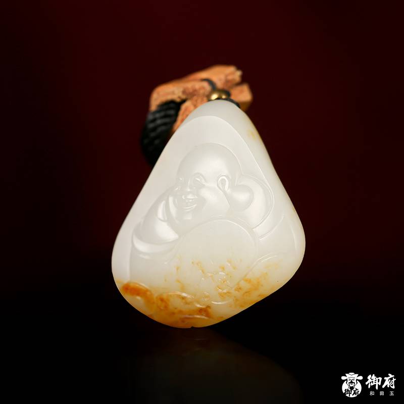 新疆和田玉红皮白玉籽玉挂件 弥勒佛 11.2克 图片2
