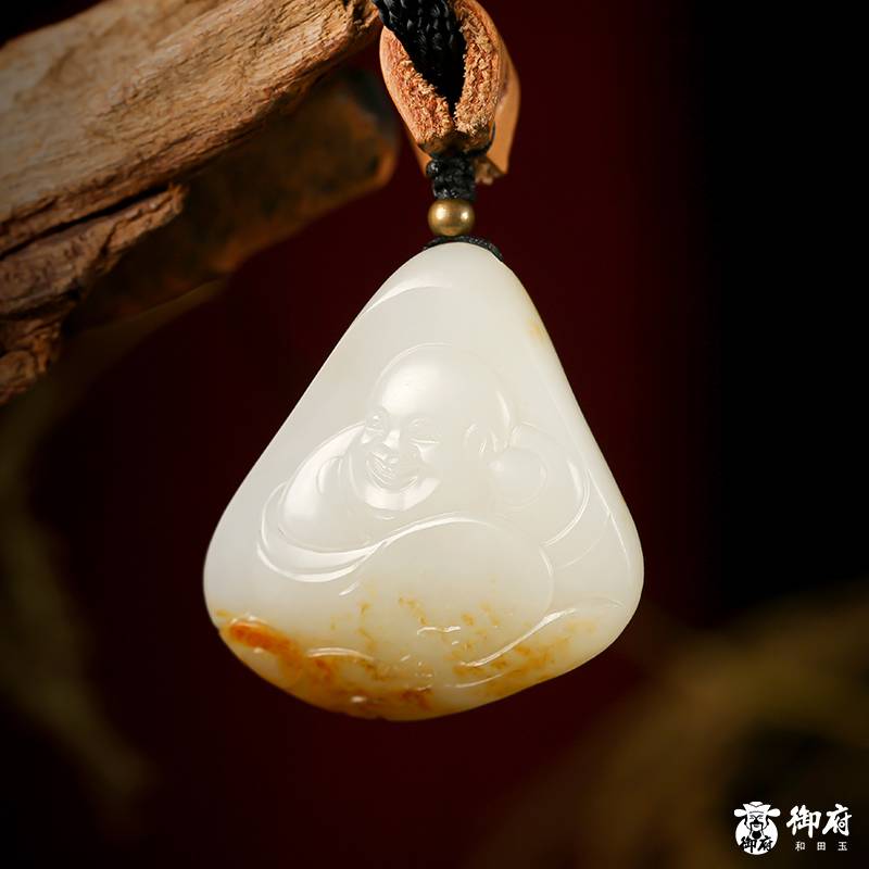 新疆和田玉红皮白玉籽玉挂件 弥勒佛 11.2克 图片4