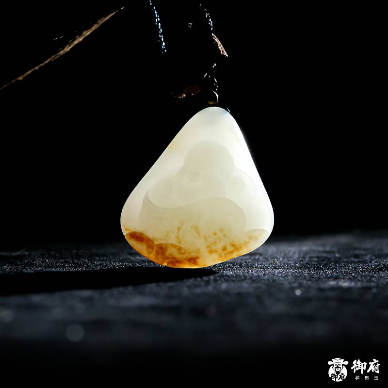 新疆和田玉红皮白玉籽玉挂件 弥勒佛 11.2克 图片8