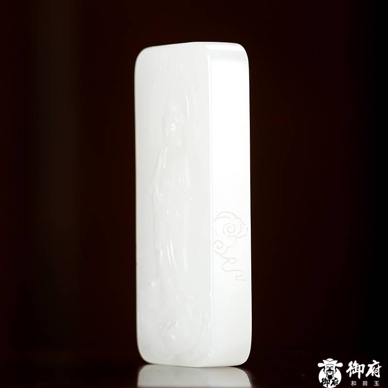 新疆和田籽料原毛孔皮白玉籽玉掛件 觀音 30.6克 圖片4