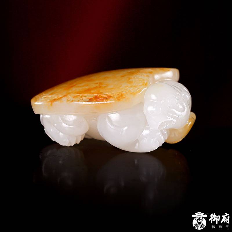 新疆和田玉灑金皮白玉籽玉把件 龍龜 36克 圖片2