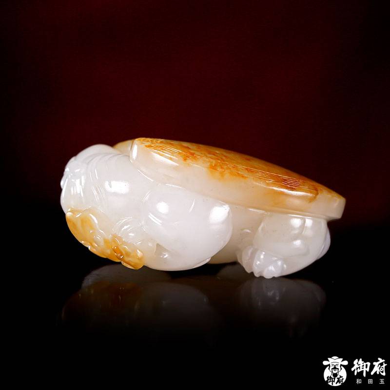 新疆和田玉灑金皮白玉籽玉把件 龍龜 36克 圖片4