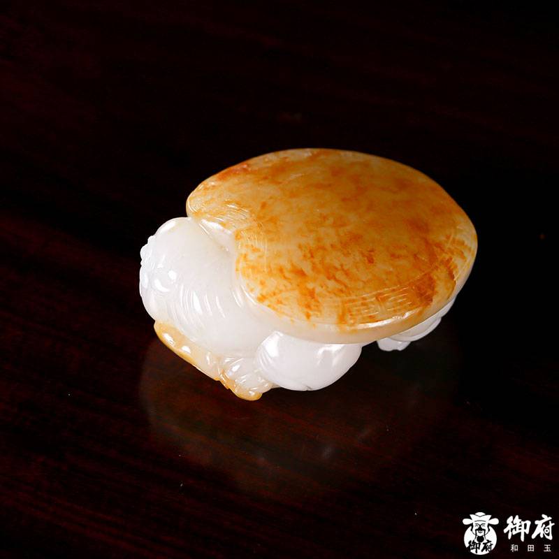 新疆和田玉灑金皮白玉籽玉把件 龍龜 36克 圖片5