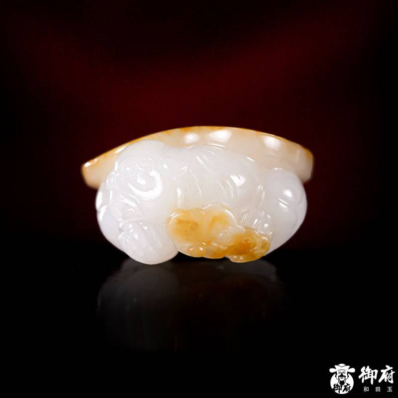 新疆和田玉灑金皮白玉籽玉把件 龍龜 36克 圖片6