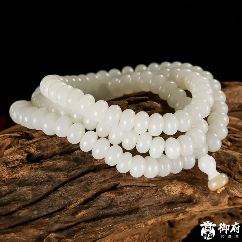 新疆和田玉白玉籽玉 108顆老型項鏈 65.1克 圖片6