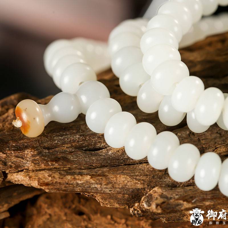 新疆和田玉白玉籽玉 108顆老型項鏈 65.1克 圖片7