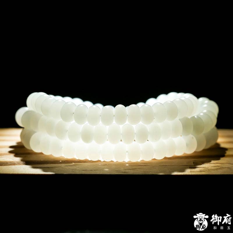 新疆和田玉白玉籽玉 108顆老型項鏈 65.1克 圖片8